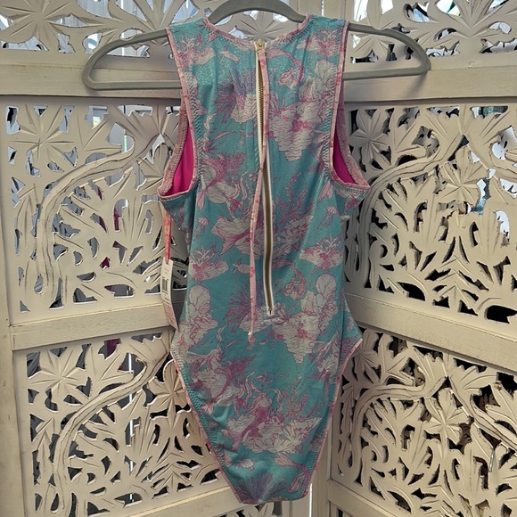 NWT Hurley X Love shack Fancy collab. Moderate coverage one piece. Blue and pink - Picture 5 of 9